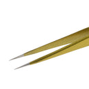 Professional Stainless Steel False Eyelash Extension Tweezers Straight Head Gold Beauty Makeup Tool