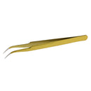 Stainless Steel False Eyelash Extension Tweezers Clip Curved Head Gold