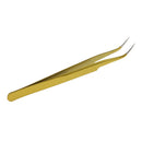 Stainless Steel False Eyelash Extension Tweezers Clip Curved Head Gold