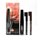 Black Super Long Fiber Curling Mascara Eyelash Extention with EyeBrow Pencils and Brow Brushes