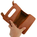 Men Portable Cosmetic Pouch PU Leather Shaving Brush & Razor Toiletry Bag