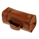 Men Portable Cosmetic Pouch PU Leather Shaving Brush & Razor Toiletry Bag
