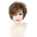 Short Synthetic Hair Wigs With Cap Inclined Bang For White Women Brown 10"