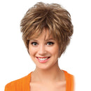 Short Synthetic Hair Wigs With Cap Inclined Bang For White Women Brown 10"