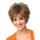 Short Synthetic Hair Wigs With Cap Inclined Bang For White Women Brown 10"