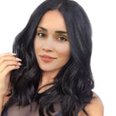 Elegant Girls Women 20" Medium Long Black Synthetic Hair Wigs With Cap for Daily Wear Costume Party Natural Wavy Shoulder Length