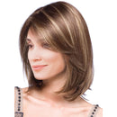 Medium Brown Women Girls Bob 14" Short Mixed Color Straight Synthetic Hair Wigs with Cap for Costume Party Daily Wear Natural Looking Shoulder Length