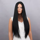 28'' Black Long Hair Straight Full Head Wigs Cosplay Costume Party Hairpiece Hairnet