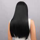 28'' Black Long Hair Straight Full Head Wigs Cosplay Costume Party Hairpiece Hairnet