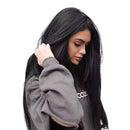 28'' Black Long Hair Straight Full Head Wigs Cosplay Costume Party Hairpiece Hairnet