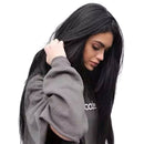 28'' Black Long Hair Straight Full Head Wigs Cosplay Costume Party Hairpiece Hairnet