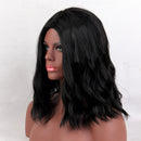 Newly Womens Synthetic Curly Wig Hair Black Middle Daily Beauty Parites Heat Resistant 38cm