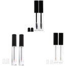 Set of 2 Plastic 7ml Empty Refillable Clear Lip Gloss Tube Liquid Bottle Black Cap Lip Balm Container Vials with Plugs