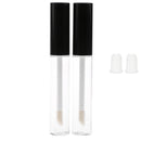Set of 2 Plastic 7ml Empty Refillable Clear Lip Gloss Tube Liquid Bottle Black Cap Lip Balm Container Vials with Plugs