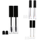 Set of 2 Plastic 7ml Empty Refillable Clear Lip Gloss Tube Liquid Bottle Black Cap Lip Balm Container Vials with Plugs