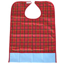 Red Waterproof Reusable Washable Mealtime Clothing Protector Bib with Backing for Adults Elders