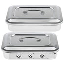 New Medication Sterilizer Box Stainless Steel Dish Disinfection Instrument Tray Organizer Holder with Lid & Handle Grip