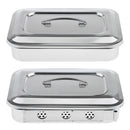 New Medication Sterilizer Box Stainless Steel Dish Disinfection Instrument Tray Organizer Holder with Lid & Handle Grip