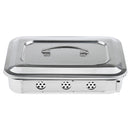 New Medication Sterilizer Box Stainless Steel Dish Disinfection Instrument Tray Organizer Holder with Lid & Handle Grip