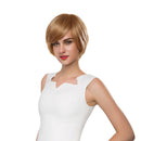 Charming Natural Women Bob Short Straight Gold Layered Wig Real Human Hair Full Hairpiece Cosplay Wigs