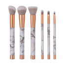 6pcs Professional Marble Texture Makeup Brushes Powder Foundation Eyeshadow Concealer Lip Comestic Set with Bag