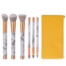 6pcs Professional Marble Texture Makeup Brushes Powder Foundation Eyeshadow Concealer Lip Comestic Set with Bag