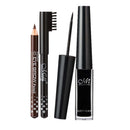 Waterproof Comestic Black Liquid Eyeliner+Black/Brown Eyebrow Pencils Long Lasting Makeup Kit