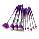 10pcs Cosmetic Face Foundation Eyeshadow Powder Blush Concealer Makeup Brushes Kit Blending Contouring Make Up Tools Set Purple