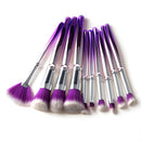 10pcs Cosmetic Face Foundation Eyeshadow Powder Blush Concealer Makeup Brushes Kit Blending Contouring Make Up Tools Set Purple