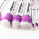10pcs Cosmetic Face Foundation Eyeshadow Powder Blush Concealer Makeup Brushes Kit Blending Contouring Make Up Tools Set Purple