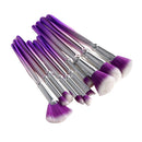 10pcs Cosmetic Face Foundation Eyeshadow Powder Blush Concealer Makeup Brushes Kit Blending Contouring Make Up Tools Set Purple