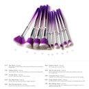 10pcs Cosmetic Face Foundation Eyeshadow Powder Blush Concealer Makeup Brushes Kit Blending Contouring Make Up Tools Set Purple