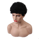 8 inches HEAT RESISTANT Very Short Black African American Kinky Curly 100 % Real Human Hair Wigs With Cap for Black Women Cosplay Party Daily Use