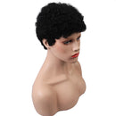 8 inches HEAT RESISTANT Very Short Black African American Kinky Curly 100 % Real Human Hair Wigs With Cap for Black Women Cosplay Party Daily Use