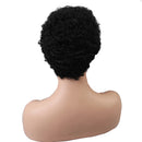 8 inches HEAT RESISTANT Very Short Black African American Kinky Curly 100 % Real Human Hair Wigs With Cap for Black Women Cosplay Party Daily Use