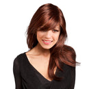 Elegant Girls Women 24 Inches Long Natural Straight Synthetic Hair Wigs With Cap Bangs for Cosplay Party Daily Use Costume Copper Red