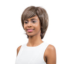 12 inches Fashion Women Short Layered Straight Synthetic Hair Wigs With Cap Bang for Daily Wear Costume Party Gray White