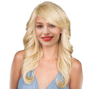 Blonde Girls Women 22 inches Long Wavy HEAT RESISTANT 100 % Real Human Hair Wigs With Cap Side Bang for Cosplay Party Daily Wear Costume