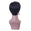 Women Natural Fluffy Black Short Straight Layered Wigs Full Hair Wig Heat Resistant for Daily Wear /Cosplay Party