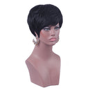 Women Natural Fluffy Black Short Straight Layered Wigs Full Hair Wig Heat Resistant for Daily Wear /Cosplay Party