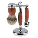 Luxury Shaving Set Rosewood Safety Shaver Shave Brush Alloy Stand Holder