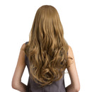 Girl Women 26 inches Long Natural Wavy Curly Synthetic Hair Wigs Straight Bang with Cap Fashion Flaxen Color for Costume Daily Wear Cosplay Party