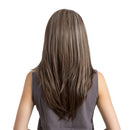 24 Inches Brown Long Wavy Straight Layered Synthetic Hair Wig with Wig Cap for Women Ladies Party Cosplay Dress