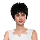 Fashion Charming Black Layered Straight Short Wig Real Human Hair Wigs for Women Daily Wear/Party Cosplay
