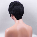 Women's Fulffy Real Human Hair Wig Short Full Wigs Heat Resistant Black