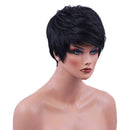 Women's Fulffy Real Human Hair Wig Short Full Wigs Heat Resistant Black