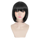 Natural Black Short Straight Bob Wig Human Hair Full Head Wigs Soft Silky Women Girl Fancy Dress Accessories for Party Cosplay Custume
