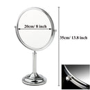 Stainless Steel Free Standing Vanity Dual Side Cosmetic Make Up Mirror For Bathroom 3x Magnification Polished 8 inch