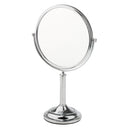 Stainless Steel Free Standing Vanity Dual Side Cosmetic Make Up Mirror For Bathroom 3x Magnification Polished 8 inch