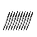 10 Pieces Black Double Ended Waterproof Permanent Oily Paint Marker Pen Set